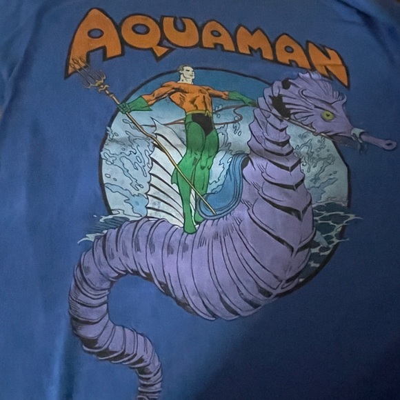 PRICE DROP! AQUAMAN  DC COMICS AQUAMAN ON SEAHORSE Short Sleeve T SHIRT NWT - Picture 2 of 3